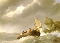 Johannes Hermanus Koekkoek - Sailing The Stormy Seas